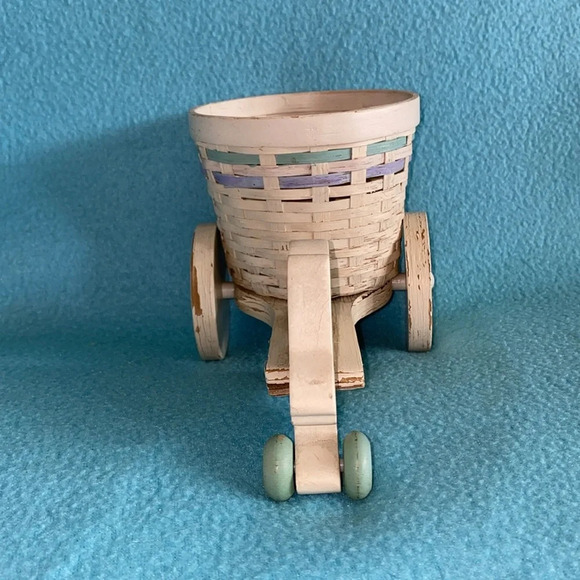 TELEFLORA bunny pulling basket cart wood vintage plant holder wheels roll - Picture 3 of 10